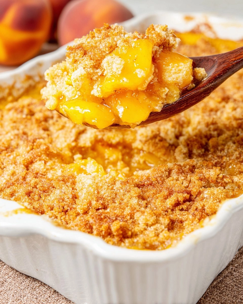 Cake Batter Peach Cobbler