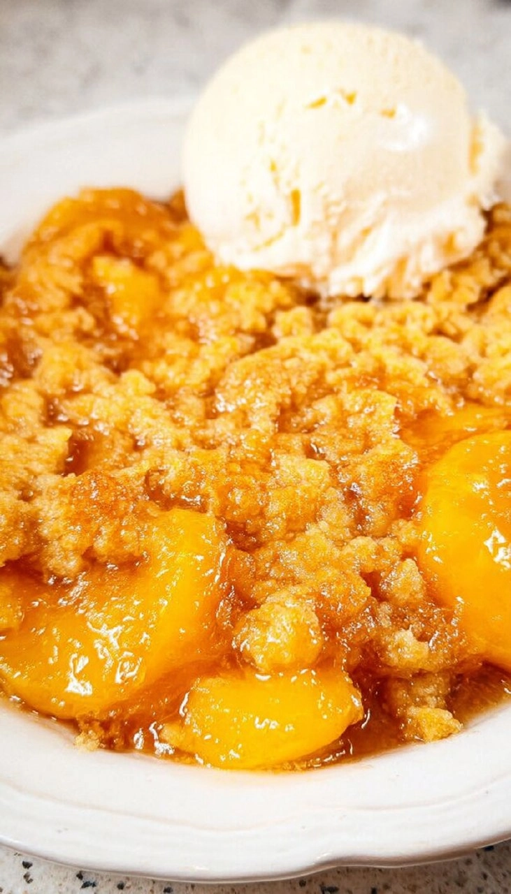 Cake Batter Peach Cobbler