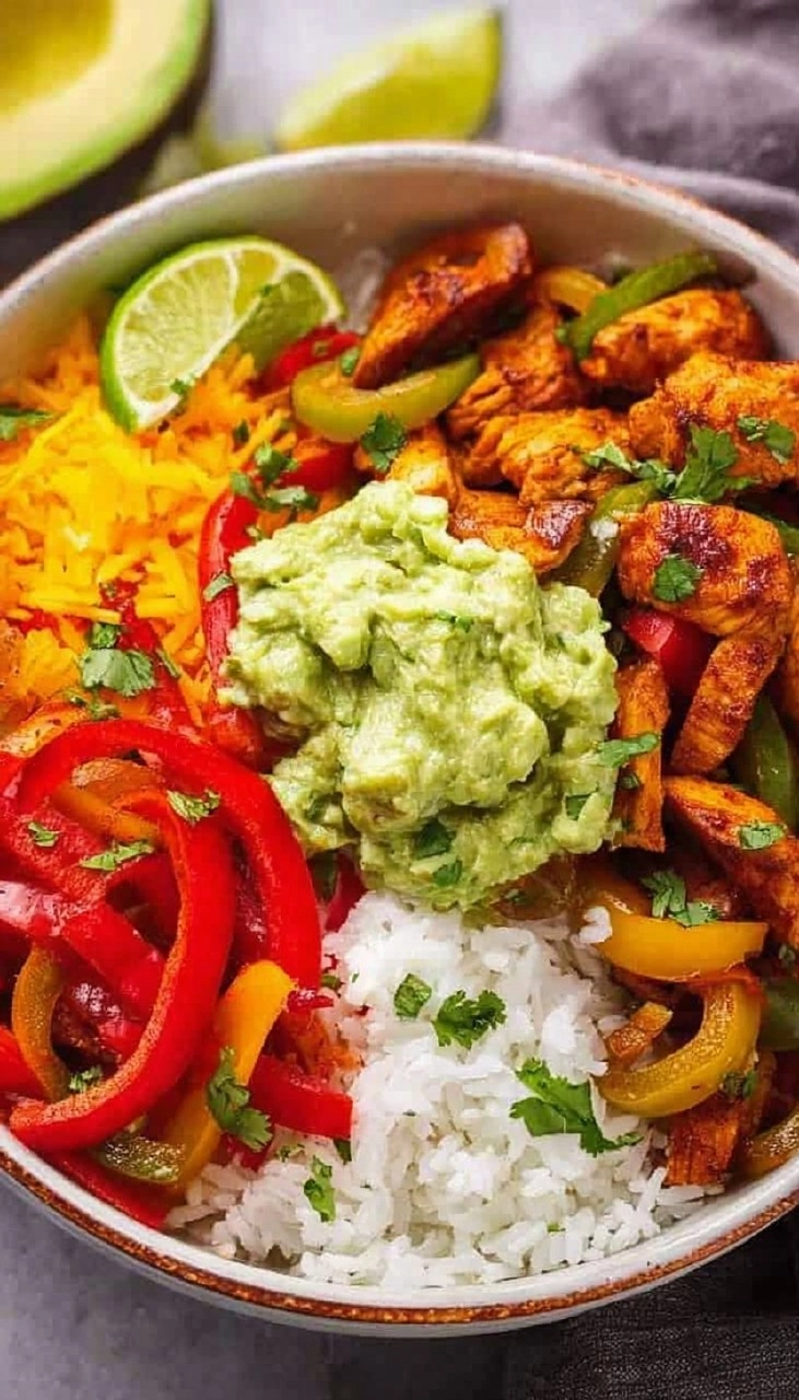 Chicken Fajita Bowl With Rice and Veggies 105 Chicken Fajita Bowl With Rice and Veggies